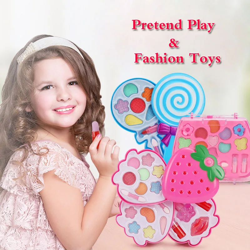 

Girls Pretend Princess makeup Kit kids Make-Up Traveling Box Beautiful Girl Finger Nail Powder Lipsticks Pretend Play Kits