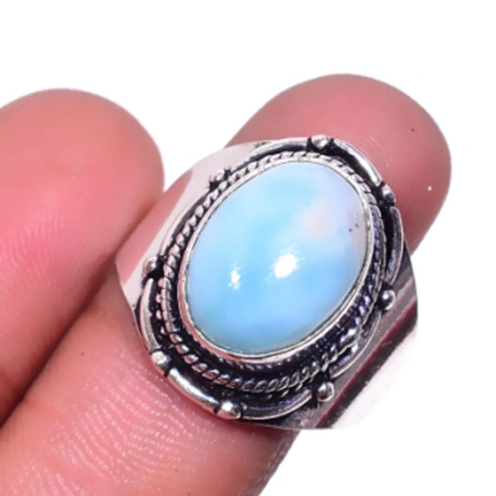 

Larimar Ring Silver Overlay over Copper, USA Size 8.5 , R4989