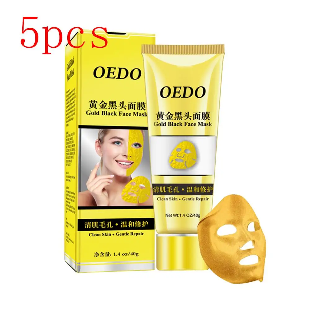 OEDO, Золотая маска для удаления черных точек, для уменьшения пор, для улучшения огрубевшей кожи, для удаления угрей, маска для лица, увлажняющий крем - Цвет: 5pcs