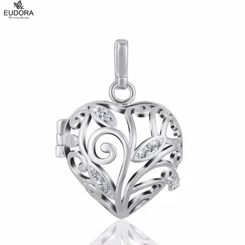 

10pc Eudora Famliy Giving Three Crystal Copper Harmony Bola Locket Cage Heart Pendant Fit Chime Ball Pregnant Women Jewelry