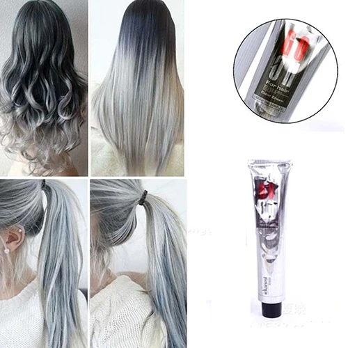 

HOT! 1Pc 100Ml Fashion Light Gray Color Natural Permanent Super Hair Dye Cream