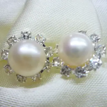 

FREE shipping&gt; &gt;&gt;&gt; 8-9mm White Akoya Pearl Earring AAA+