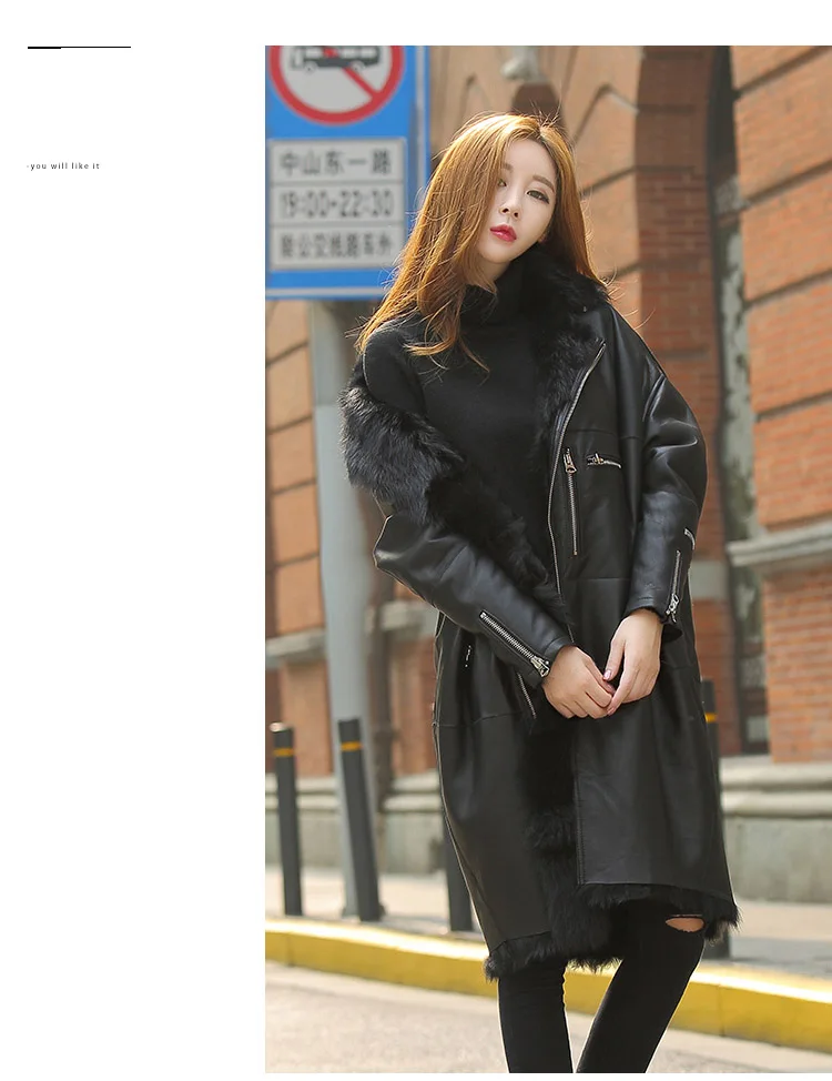 women natural sheep skin leather coat fur inside (9)