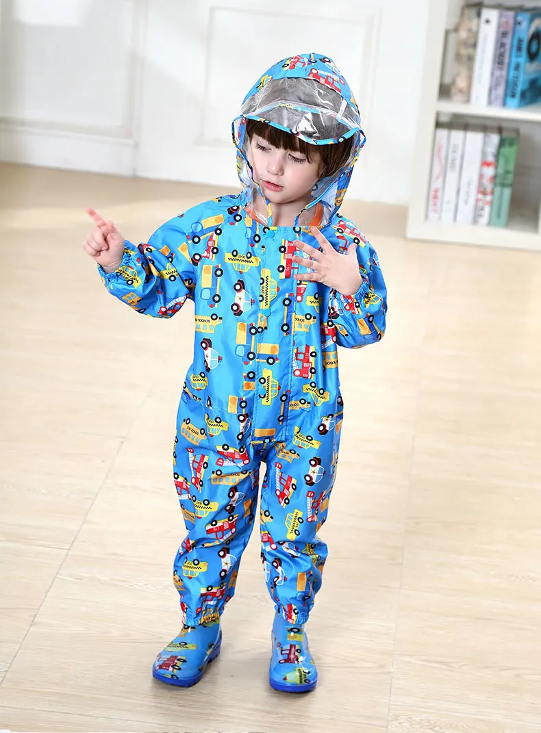 9.Children cartoon raincoat kids jumpsuit rainwear raincover for children baby boys girls waterproof poncho rain coat