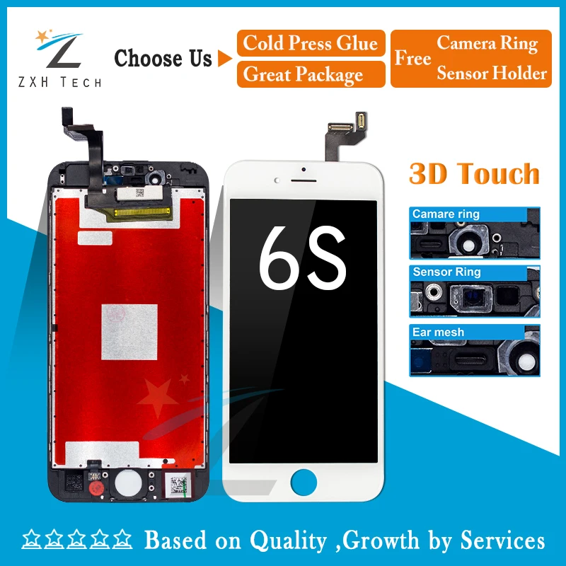 10 шт./лот 100% гарантия A + Замена LCD для iPhone 6s с дигитайзером сборка экран 3D сенсорный