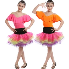 New girls latin dance costumes sexy senior spandex short sleeves+short skirt 2pcs latin dance set for girls latin dance suits