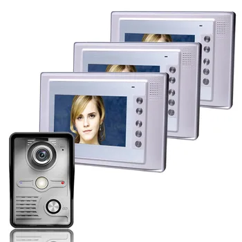 

Mountainone One to Three 7 Inch Video Door Phone Intercom Kit 1-camera 3-monitors 16 kinds rings Support Electric lock-control