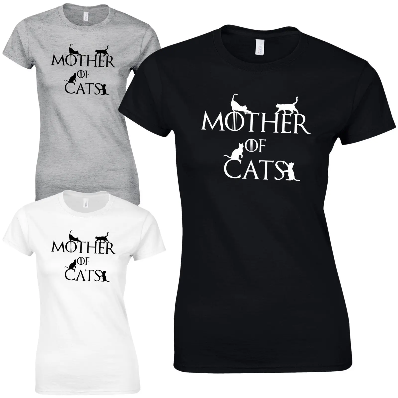 

Mother of Cats Ladies Fitted T-Shirt - Funny GoT Dragons Slogan Gift Fashion Top Funny Tops Tee New Unisex free shipping