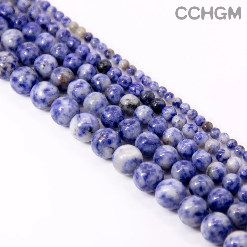 

CCHGM Hot Sale Wholesale Natural White Dot Blue-vein Sodalite stone Beads For Jewelry Making DIY Bracelet Necklace 4/6/8/10/12