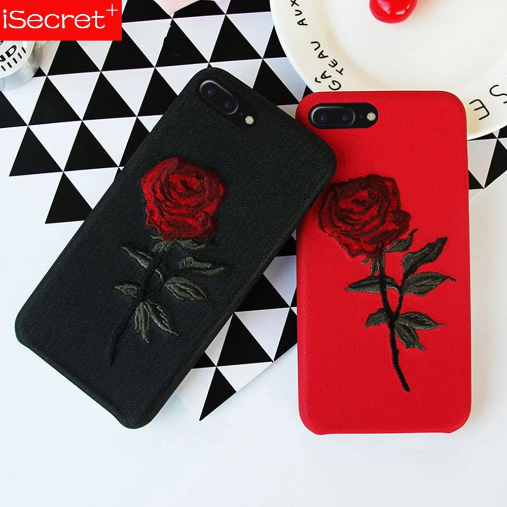 Rose Flower Phone Case For Apple iPhone X 8 7 6S 6 Plus Embroidery Fashion Sexy Back Cover Cases 10 |