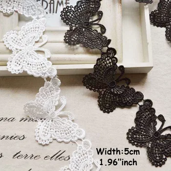 

1yard/lot Width:5.0cm Good Quality Black and white Butterfly Lace Trim Ribbons for scrapbooking Garment accessories(ss-661)