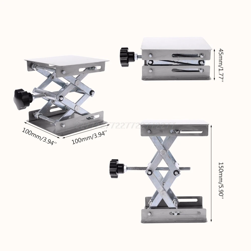  Laboratory Lifting Platform Stand Rack Scissor Jack Bench Lifter Table Lab 100x100mm Stainless Stee