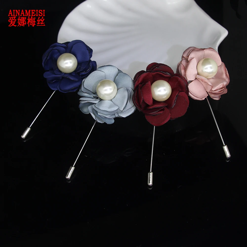 

AINAMEISI 4 Colors Flower Daisy Fashion Accessories Suit Stick Pearl Brooch Pins Brooches Men Women Wedding Party Corsage Gift