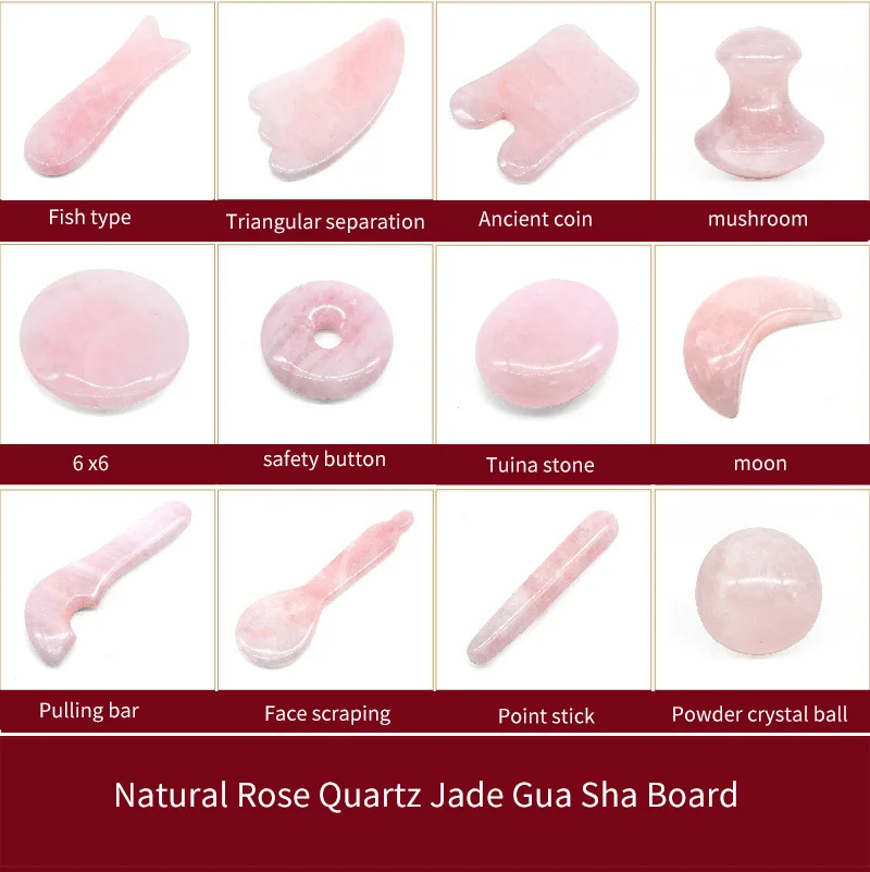 

Natural Jade GuaSha Massage For Face Body Rose Quartz Massager Tool Scraping Board Gua Sha Roller SPA Treatment Health Care