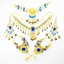 Индийский танец ювелирные изделия танец живота выступления Браслеты ожерелье серьги 5 шт/6 шт костюм аксессуары