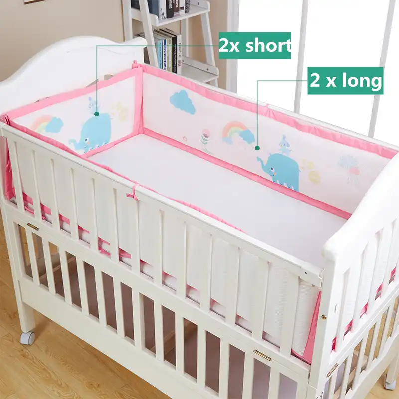 3d Mesh Fabric Breathable 4pcs Baby Bedding Bumpers Crib Protector
