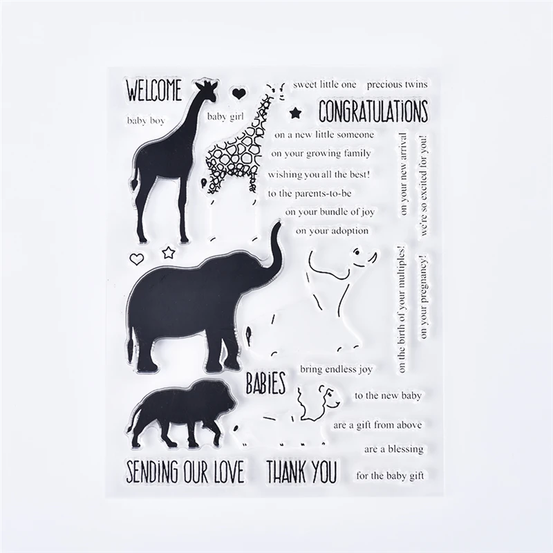 

InLoveArts Pcs 14*18cm Animal Words Clear Stamps Set Scrapbooking New 2019 Album Embossing Silicone Transparent Stamp Stencils
