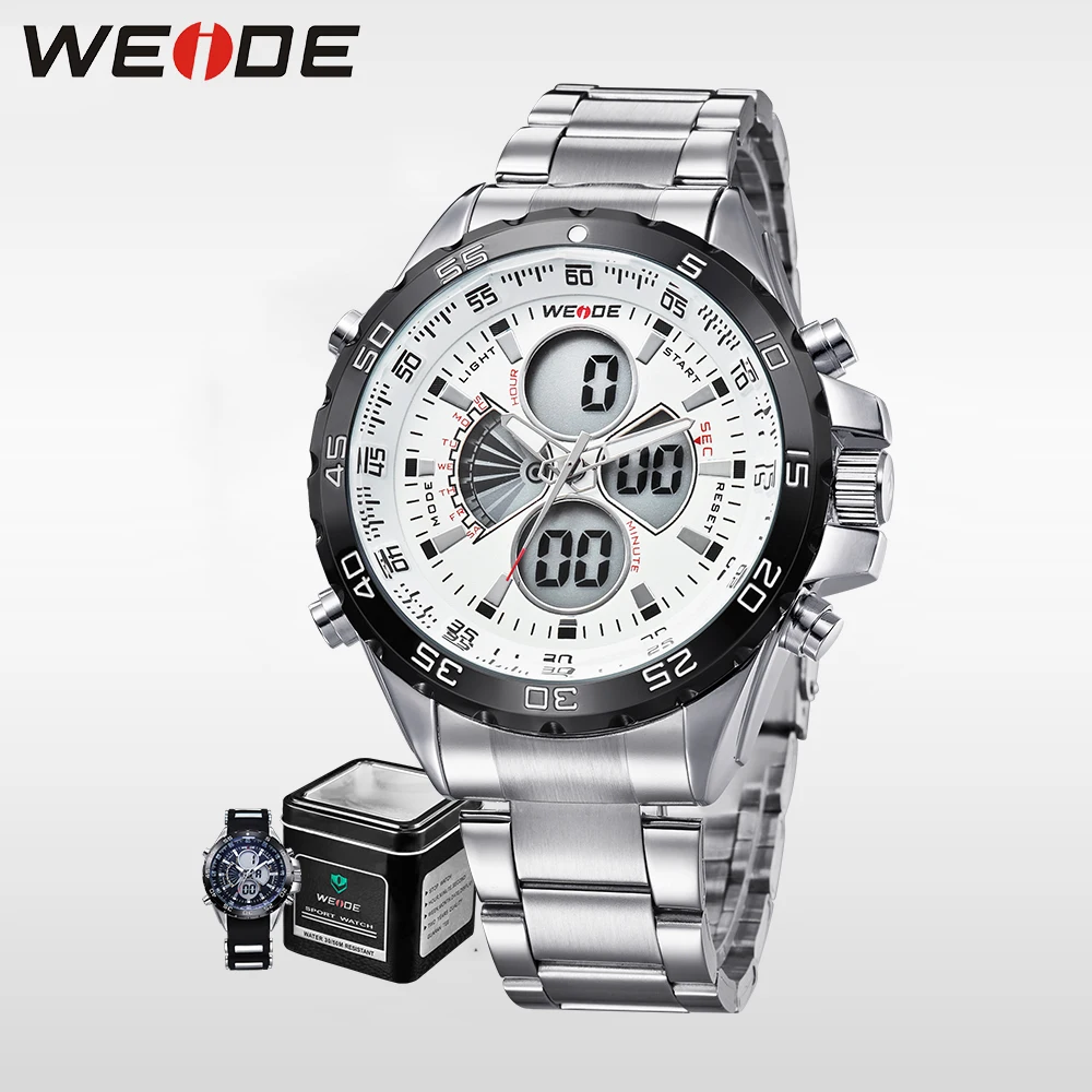 

Weide Genuine men shockproof waterproof electronic watch quartz men sports LCD chronograph white relogio automatico masculin