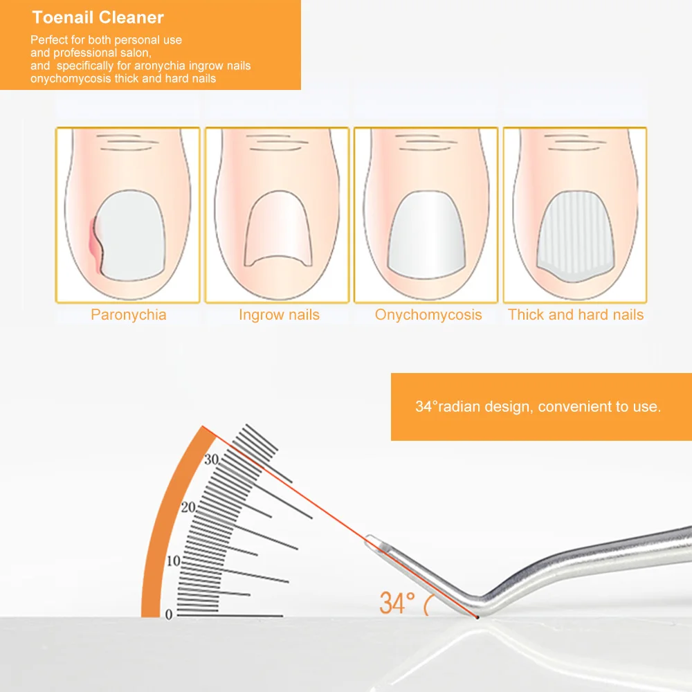 

Toenail Cleaner Ingrowing File Nail Care Chiropody Tool Professional Double-ended File Podiatry Stainless Steel Foot Care Tool