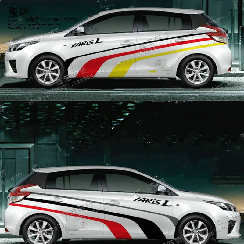 Colorful Strip Words Side Body Sticker For Toyota Yaris L Z2ca662 - Car ...