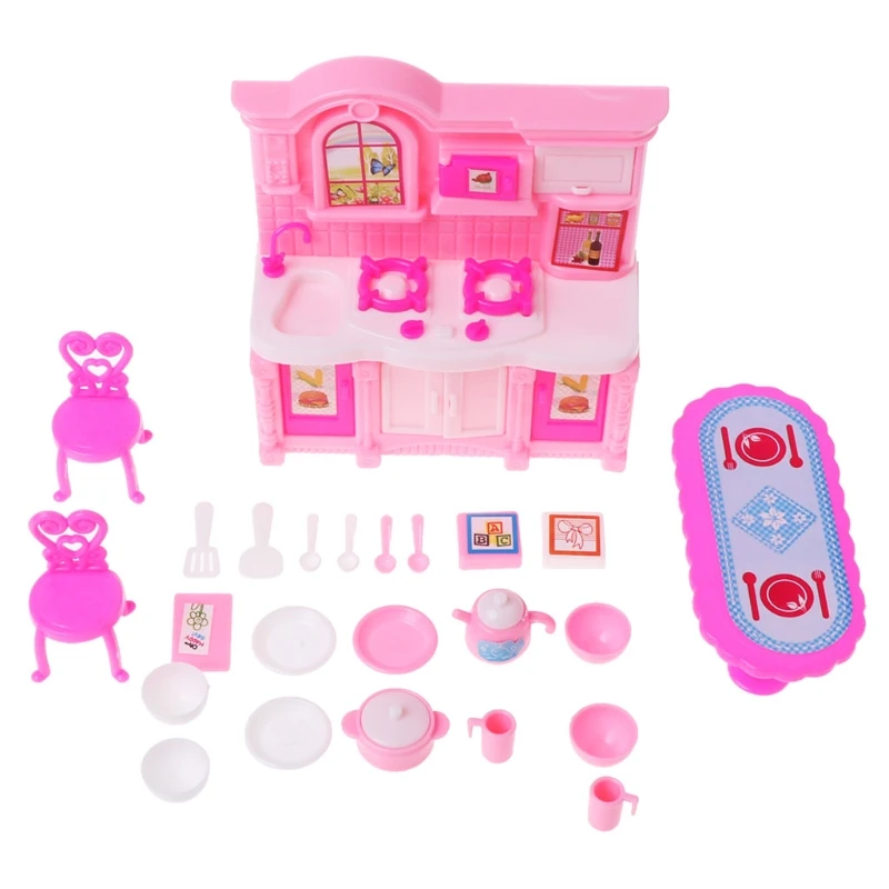 Kitchen Furniture Accessories Dolls Dinnerware Cabinet Kids Toy Girl Gift Kitchen Furniture Accessories Dolls Dinnerware Cabinet Kids Toy Girl Gift