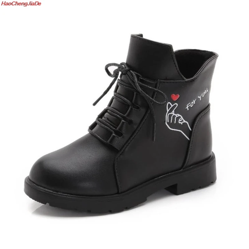 

Winter Boy Boots Children Shoes New Boys Leather Fashion Martin Boots Student Sneakers Plus Velvet Warm Kids Snow Boots