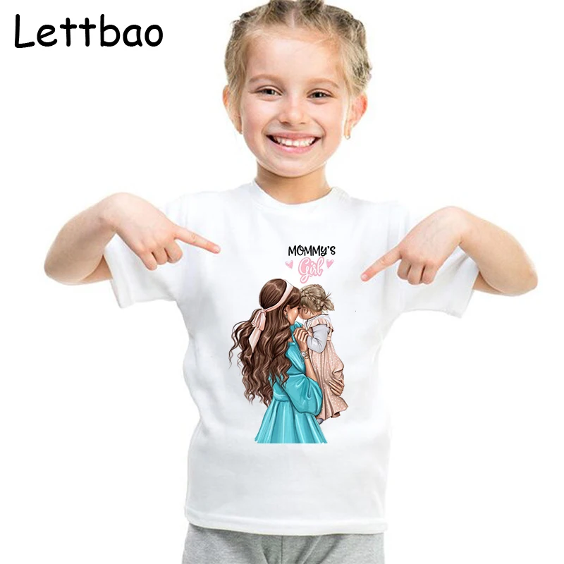 Милая футболка для маленьких девочек с принтом супермамы и дочки подарок на день рождения, мягкая хлопковая Футболка для детей от 2 до 12 лет - Цвет: 19