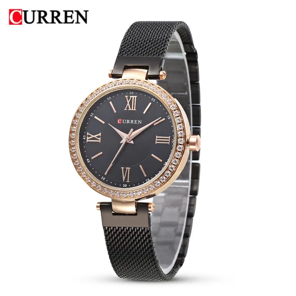 

CURREN 9011 Watch Women Casual Fashion Quartz Wristwatches Crystal Design Ladies Gift