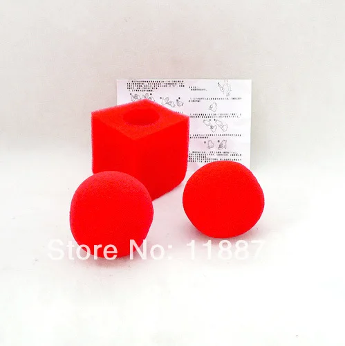

2 pcs/lot Ball to Square Mystery / Ball To Square Sponge Balls To Red Square - Close Up Magic, Magic Trick