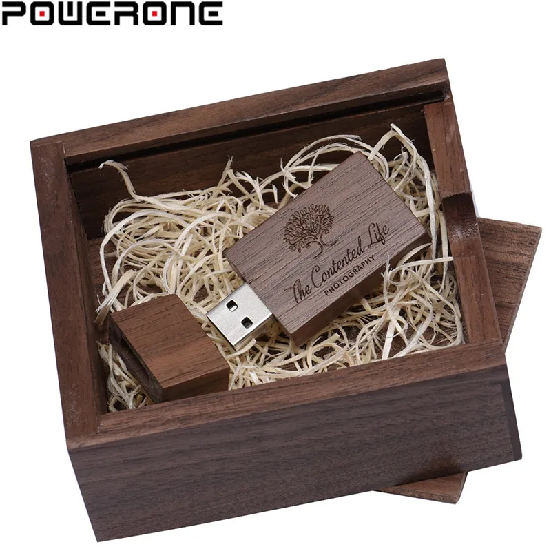 

POWERONE walnut maple wood Photo Album usb+Box usb flash drive Pendrive 4GB 8G 16GB 32GB Wedding gift box (size 105mm*95mm*40mm)