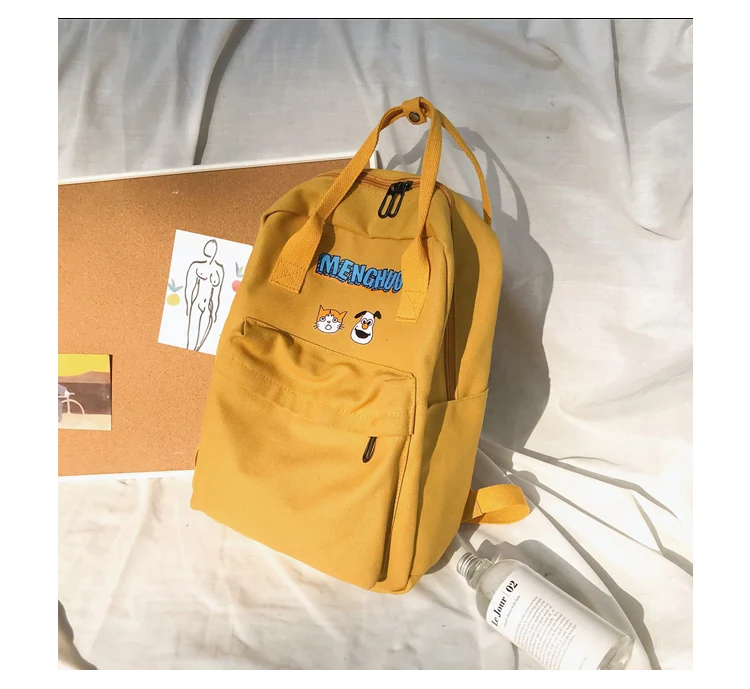 Menghuo Women Canvas Backpacks High Quality Cartoon Printed School Bag for Teenagers Girls Laptop Backpack Solid Travel Backpack_34-1_12