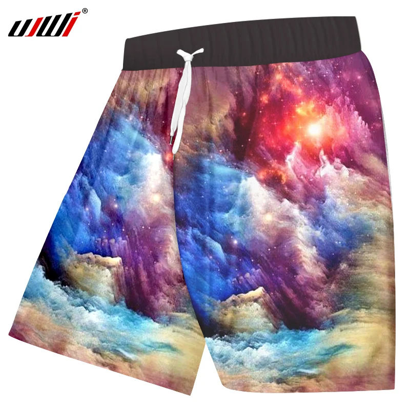 UJWI мужские Шорты повседневные летние цветные космические звезды 3D бордшорты мужские хип-хоп Верхняя одежда Спортивные шорты Быстросохнущий Забавный купальник