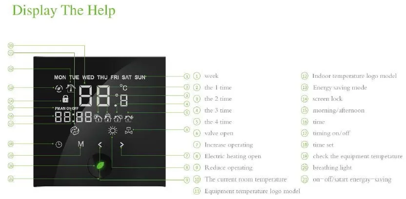 

HL2028DB2 wifi touch-screen LCD thermostat for 2 pipe fan coil units and 3 wire valve controlled by Android and IOS phones