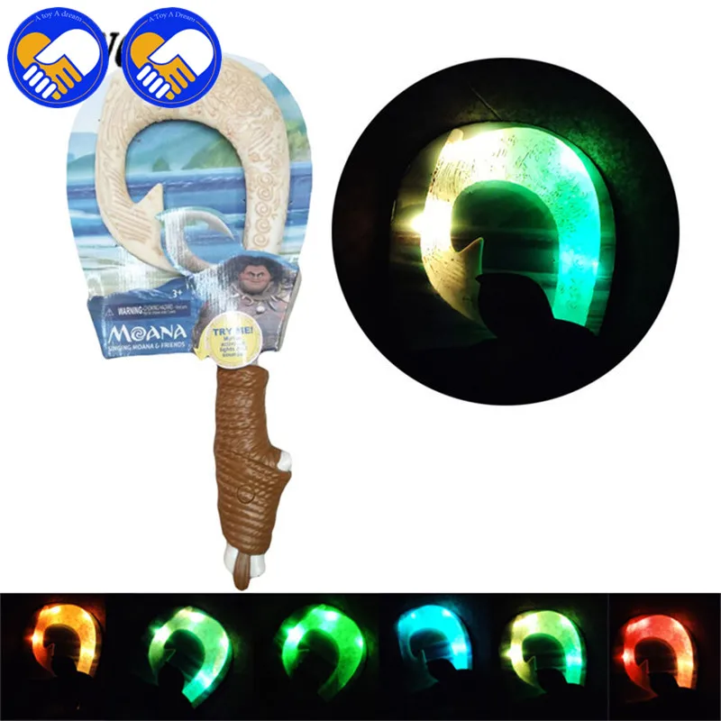 

A TOY A DREAN Moana Waialiki Maui Heihei ABS weapons light sound saber fishing hook Figure Moana Adventure ABS lightsaber Toys