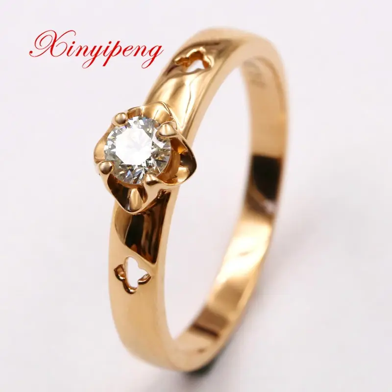 Xin yi peng 18 k rose gold inlaid natural diamond ring, the woman ring, engagement wedding gifts, elegant and generous