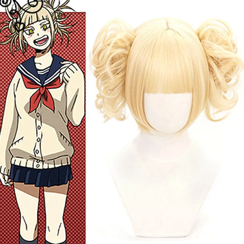 

Anime Boku No Hero Academia Cross My Body Wig Cosplay Costume My Hero Academia Himiko Toga Synthetic Hair Party Role Play Wigs