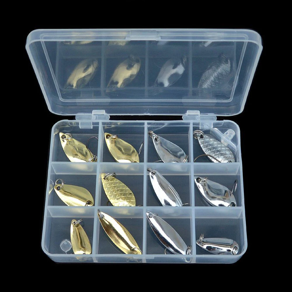 

Peche 12pcs/box Fishing Lures Set Metal Spinner Spoon Fishing Tackle Boxes Wobblers Hard Baits Hooks Crankbait Artificial Pesca