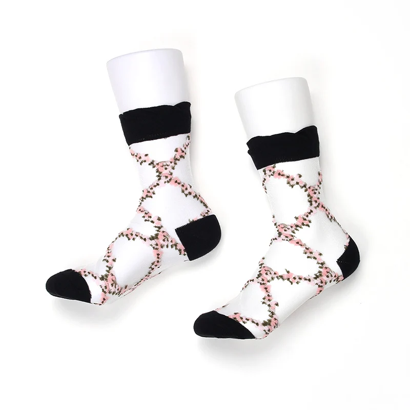 Кружевные носки для женщин, летние модные носки, прозрачные эластичные прозрачные сетчатые Носки ярких цветов, женские вечерние носки, Femme Sox