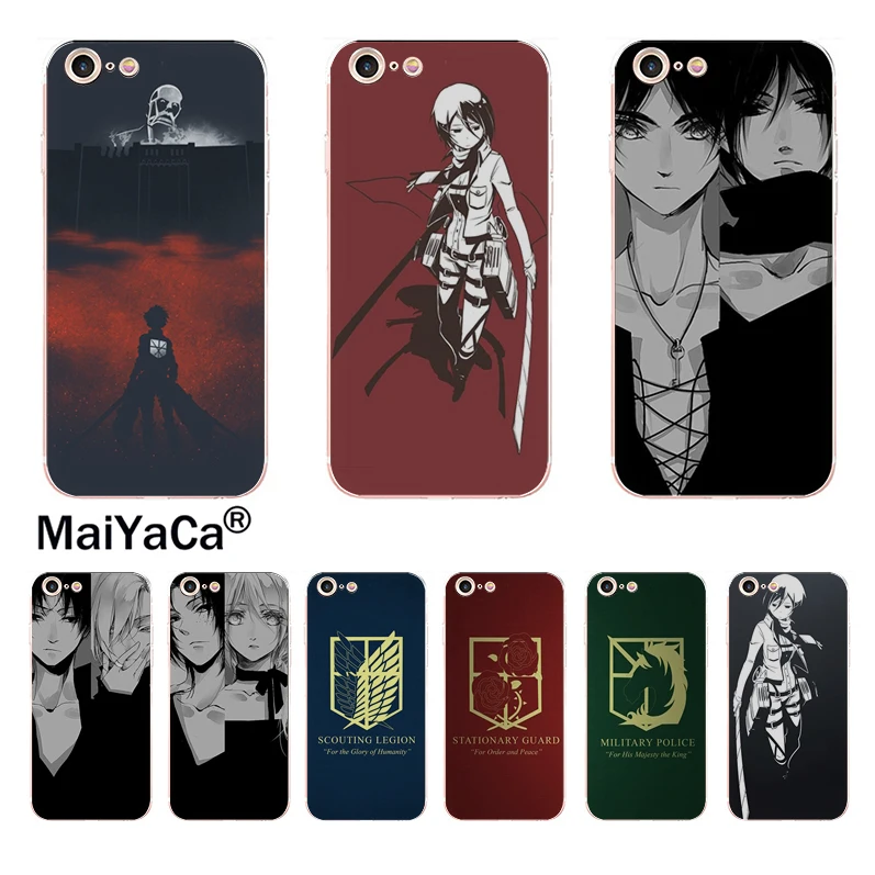 

MaiYaCa Shingeki No Kyojin Coque Shell Phone Case for iphone 11 Pro 8 7 6 6S Plus X XS XR XS MAX 5 SE Cover