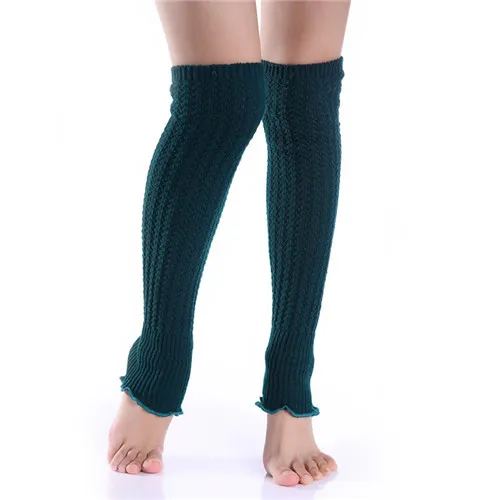 COCKCON, женские зимние теплые вязаные длинные гетры выше колена, леггинсы - Цвет: Зеленый