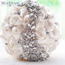 Шикарный украшенный бусами Кристальный Свадебный букет белый розовый цветы невесты искусственные стразы свадебные букеты buque de noiva