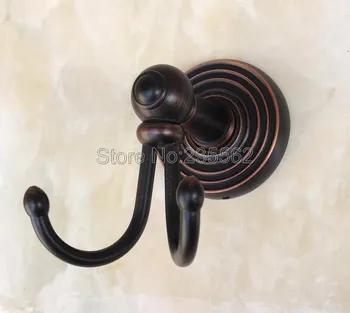 

Black Oil Rubbed Brass Wall Mounted Bathroom Double Hardware Robe Hooks Cba069