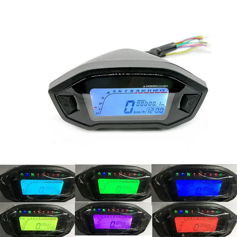 Adeeing 12V Универсальный мотоцикл lcd цифровой 13000 об/мин Спидометр подсветка мотоцикла одометр Водонепроницаемый Защита от солнца r30