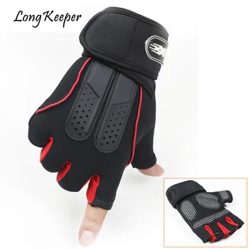 

Long Keeper Brand Men Designer Classic Half Finger Gloves Women Men Letter Half finger Gloves Work Out Mittens Red Blue G212