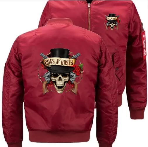 

Winter Warm Military Airborne Flight Bomber Jacket Guns N Roses Printed Army Air Force Fly Pilot Jacket Aviator Motorcycle Coat
