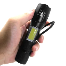

Portable T6 with COB flashlight Zoomable 4 modes light led flashlight torch lantern use 18650 AAA battery Signal lamp