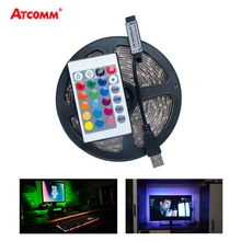 USB RGB LED Strip Light 5V Diode Ribbon SMD 2835 3528 Tape Lamp HDTV TV Desktop PC Screen Backlight With 24 Key Controller