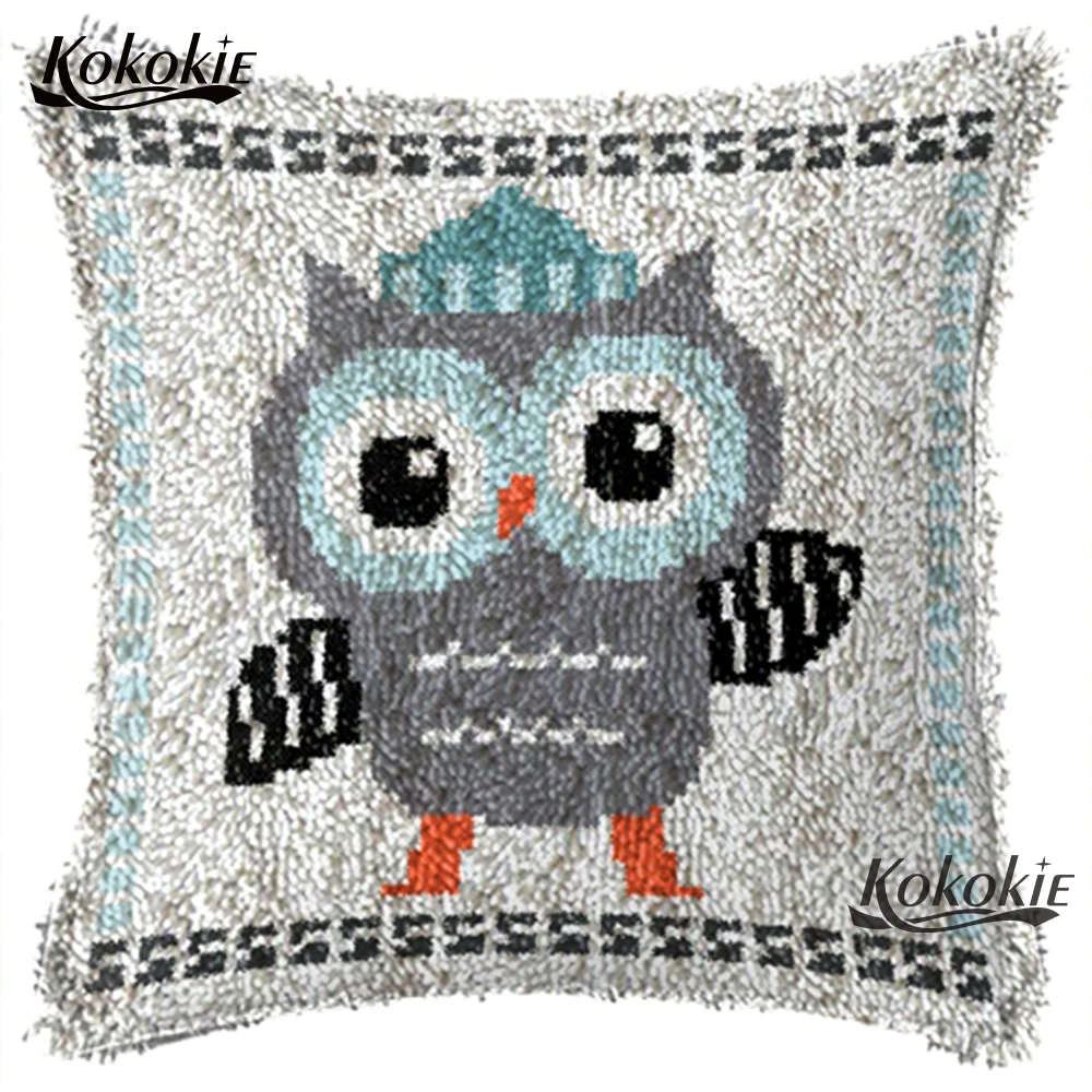 

Cross-stitch Embroidery Pillowcase Crocheting Rug Kits 3D Latch Hook Pillow Kits Unfinished Handmade cartoon cushion blanket