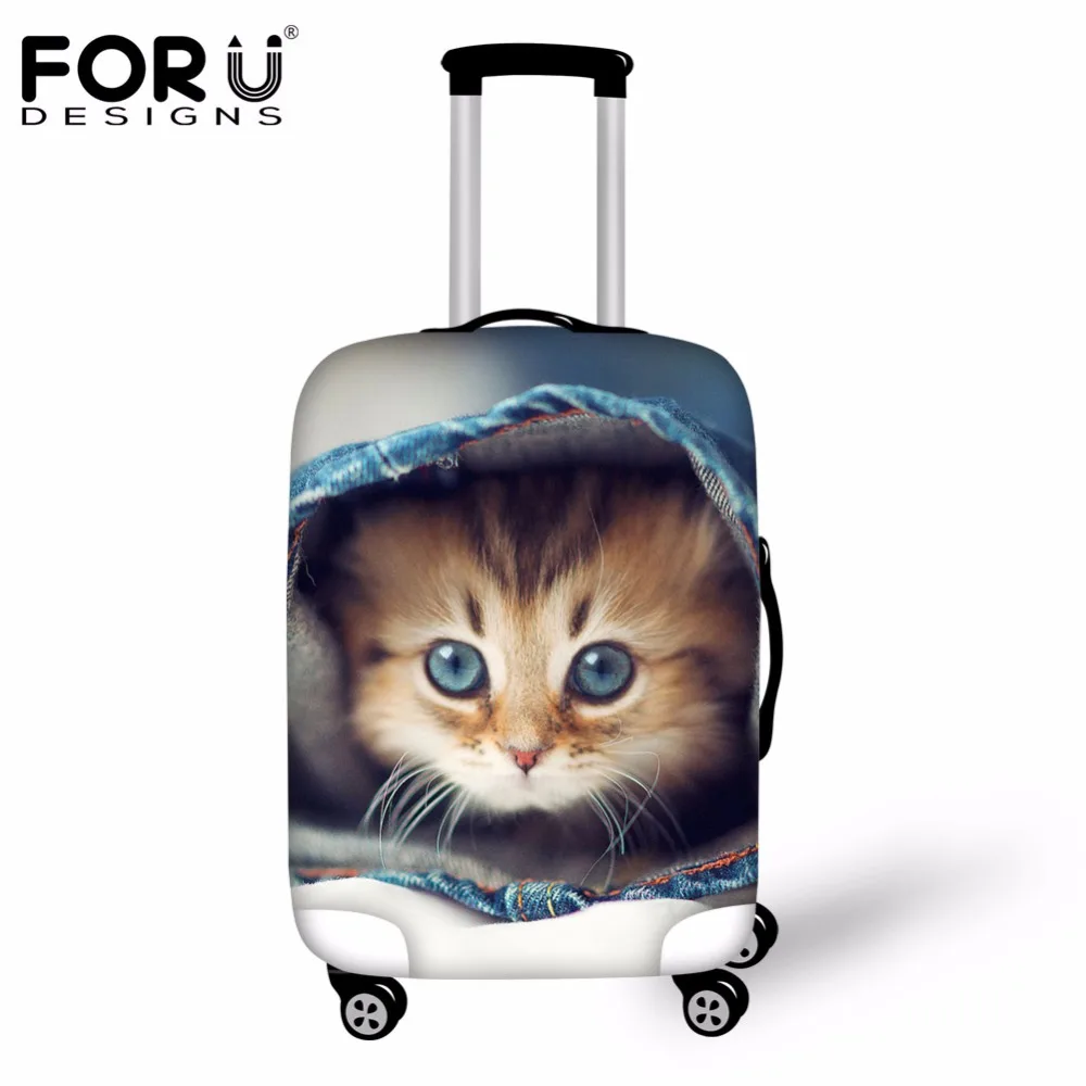 Forudesigns, милое животное Кот путешествия багаж защитный чехол Толстый эластичный чехол для чемодана для 18-30 дюймов багажник дождь