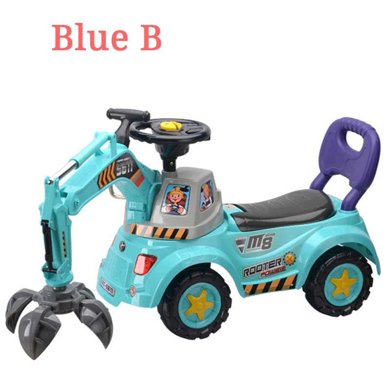 Большой для электрического детского автомобиля с подсветкой, музыкальные ходунки, водители, Инженерная машина для детей, детские игрушки, детский подарок - Цвет: Blue B